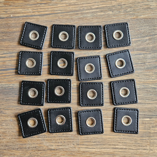 Set Ösenpatches Viereckig Schwarz 16 Stk