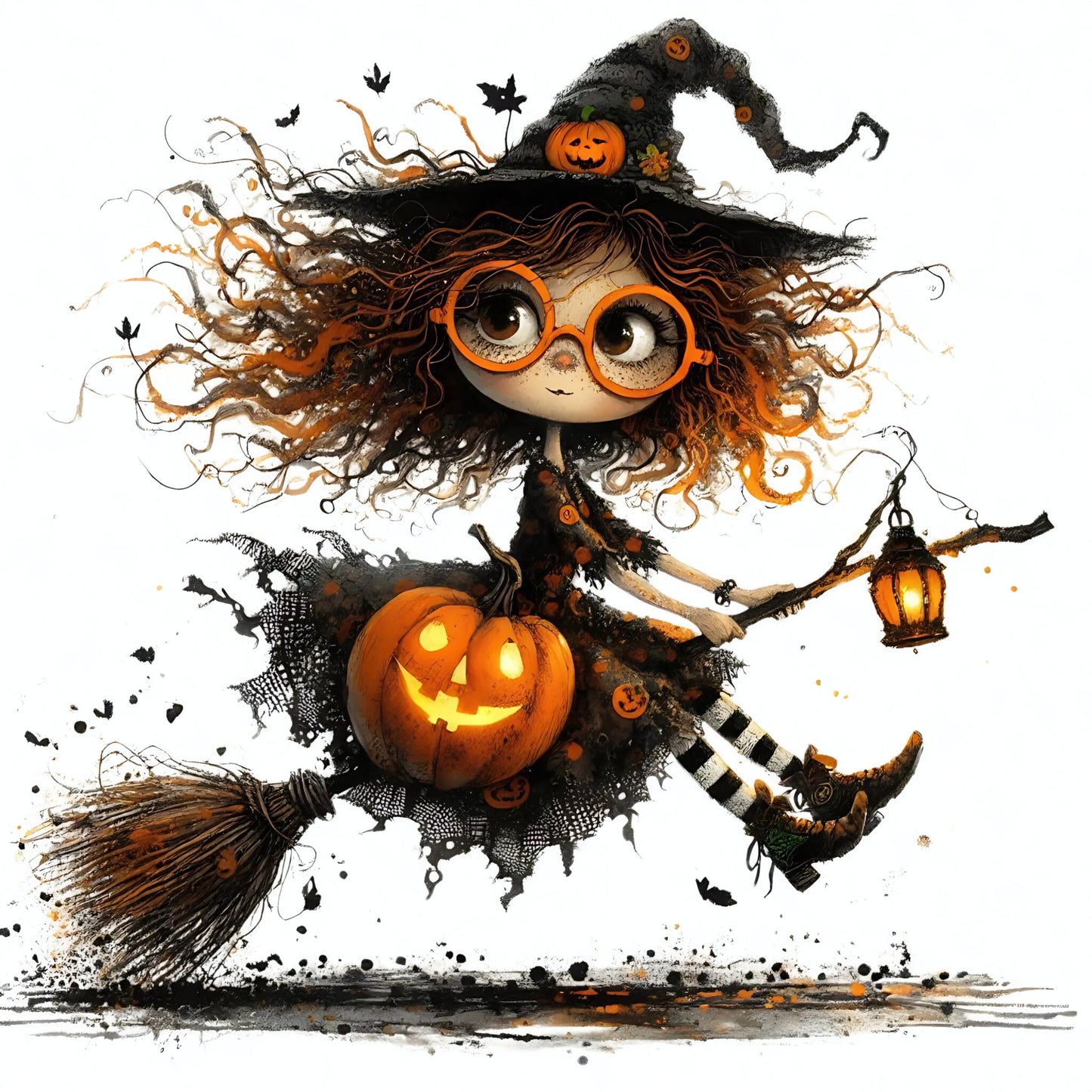 Auktion - Bügelbild - Kleine Hexe 1 - 20cm