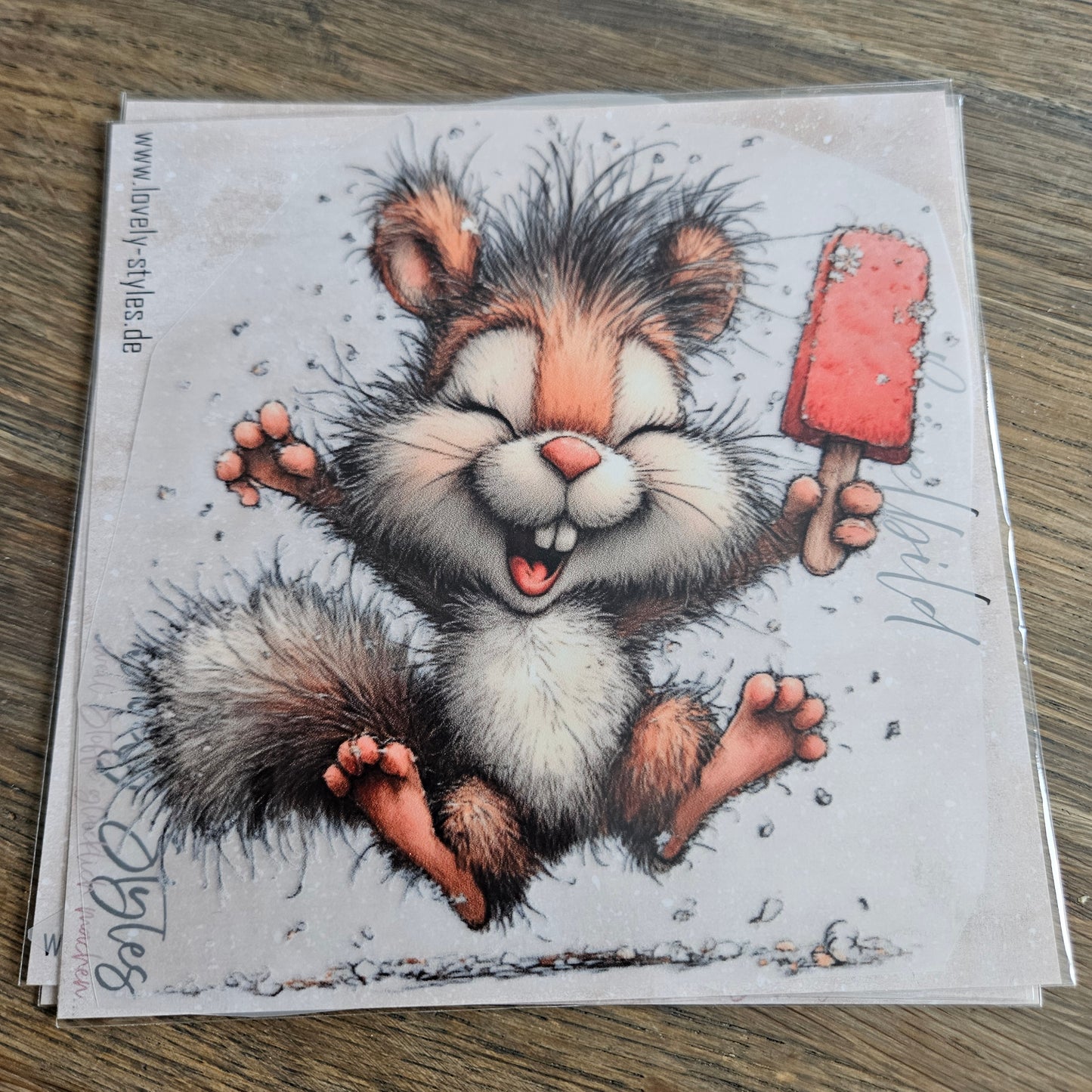 Bügelbild - Eichhörnchen mit Eis ca. 15cm