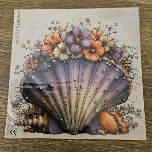 Bügelbild - Lila Muschel ca. 15cm