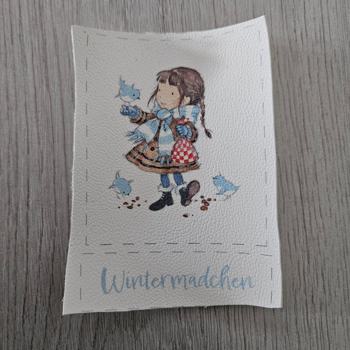 Kunstlederlabel Set - Wintermädchen Blau