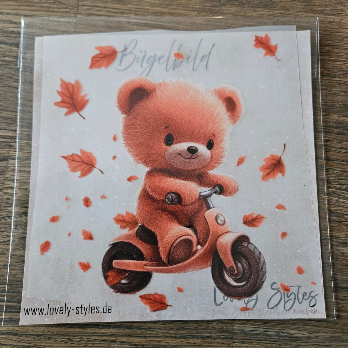 Bügelbild - Bär mit Roller ca. 15cm
