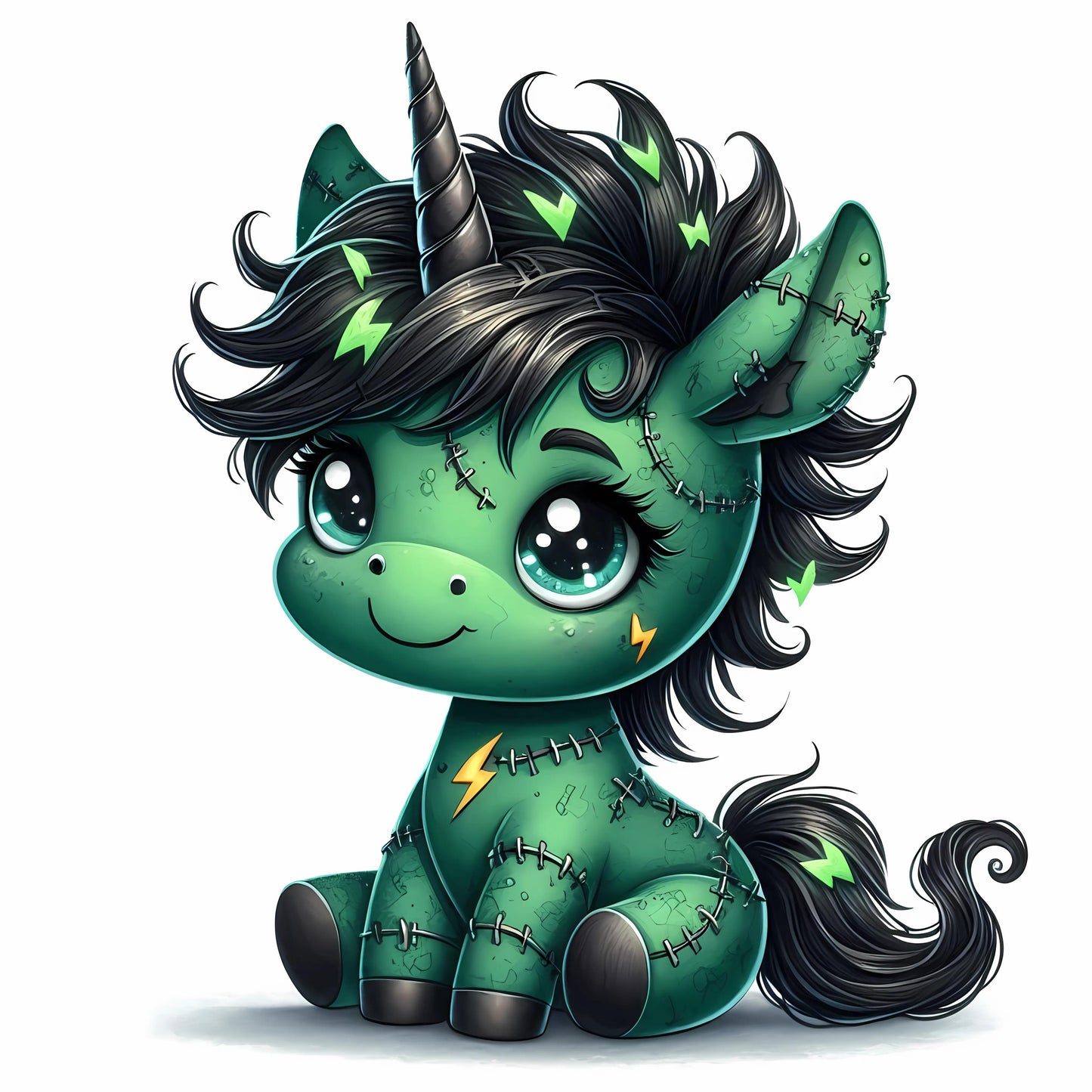 Auktion - Bügelbild - Frankenstein Einhorn 9 - 20cm