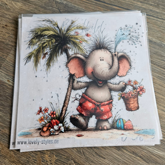 Bügelbild - Sommerelefant ca. 15cm