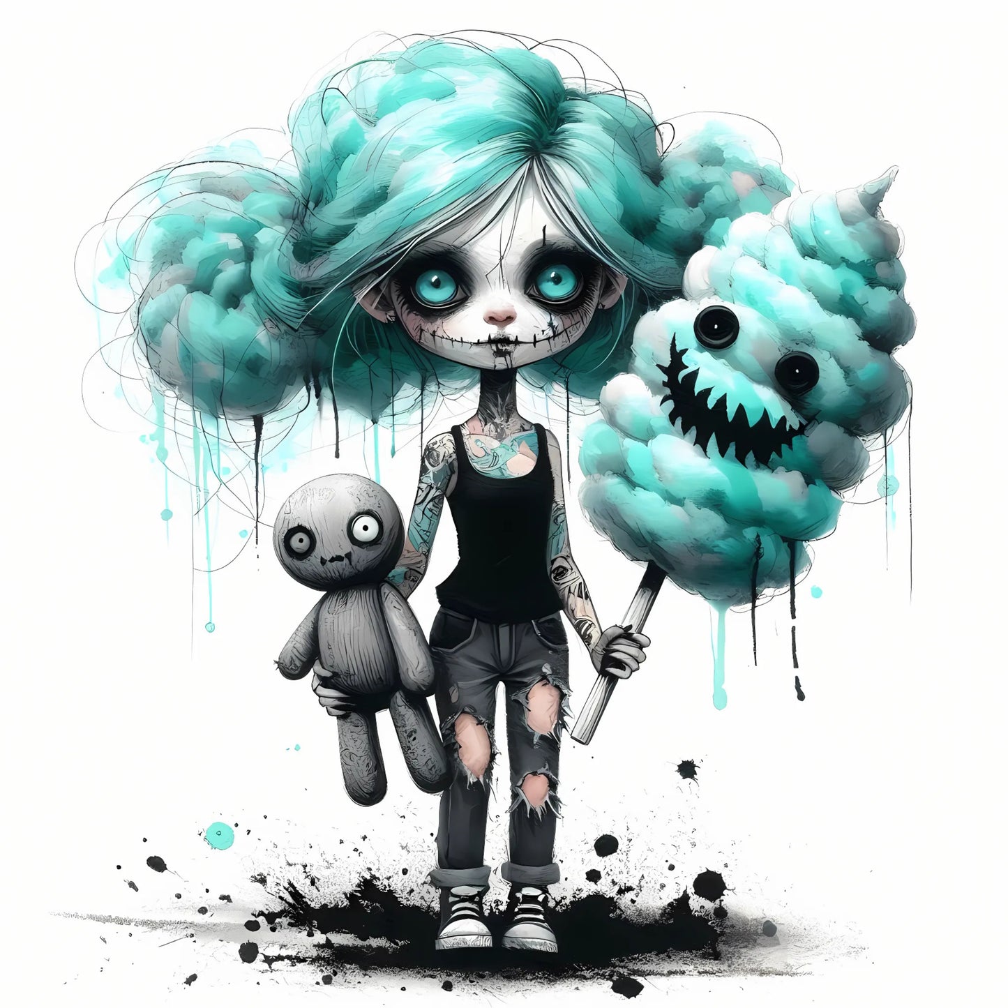 Auktion - Bügelbild - Zombie Mädchen Mint 8 - 20cm