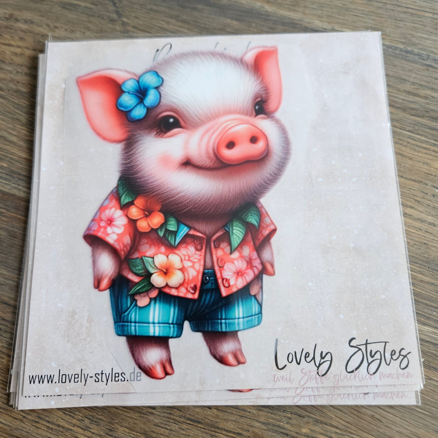 Bügelbild - Aloha Schwein ca. 15cm