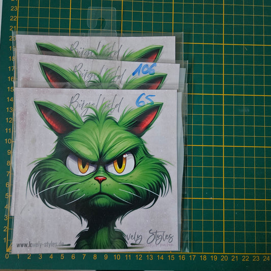 Bügelbild - Grinchkatze ca. 15cm