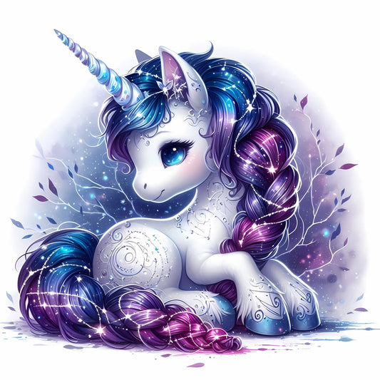 Auktion - Bügelbild - Sparkle Einhorn Lila 3 - 15cm