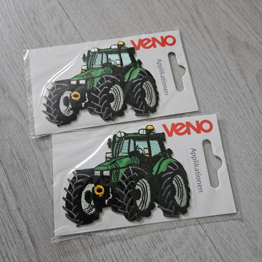 Auktion - Baumwoll Aufnäher Traktor 2 Stk