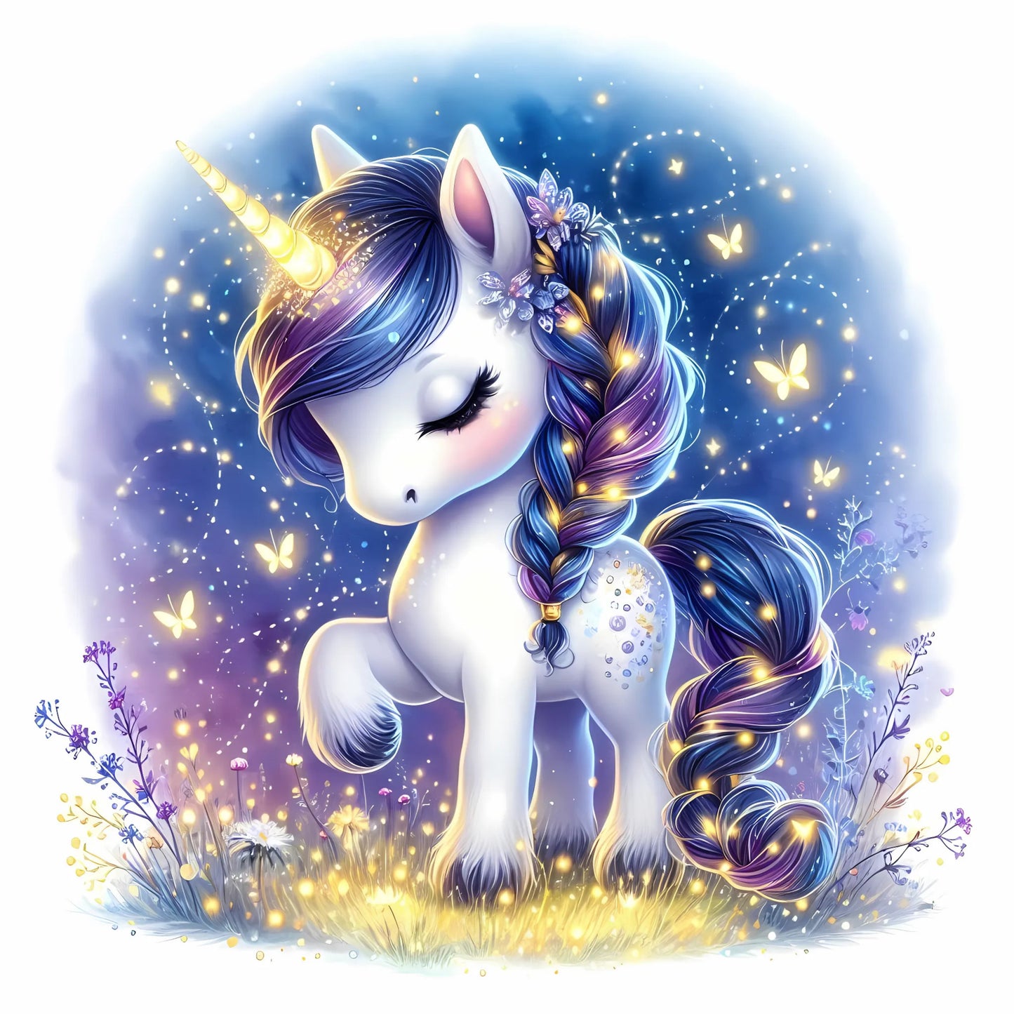 Auktion - Bügelbild - Sparkle Einhorn Lila 11 - 15cm