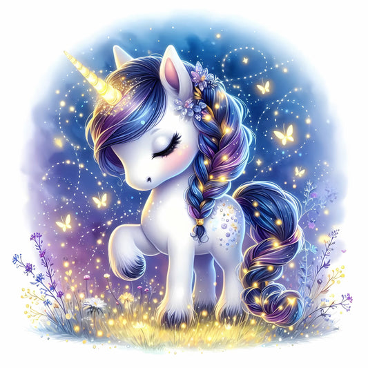 Auktion - Bügelbild - Sparkle Einhorn Lila 11 - 15cm