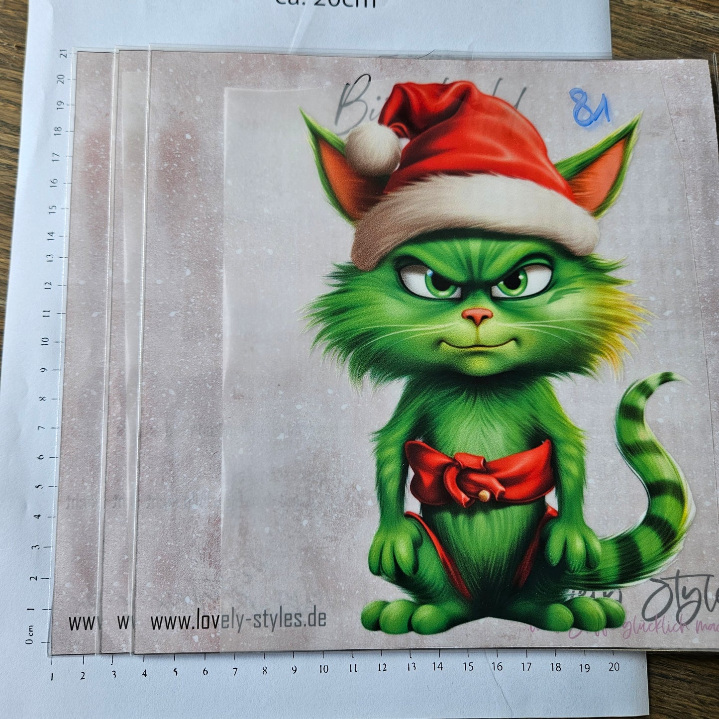 Bügelbild - Grüne Katze ca. 20cm