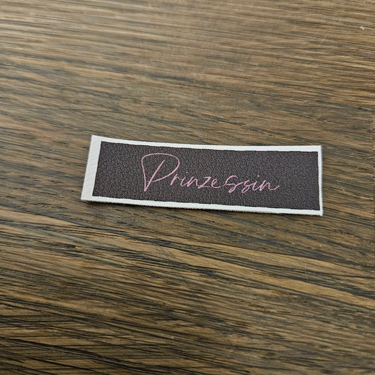 Kunstlederlabel - Prinzessin Dunkelbraun/Rosa