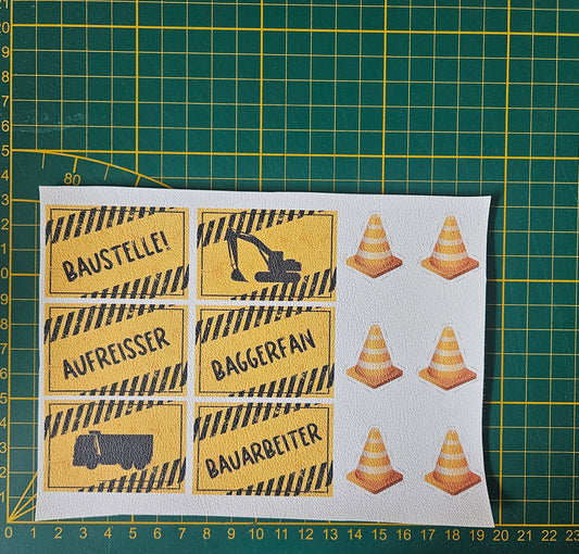 Kunstlederlabel Set - Baustelle