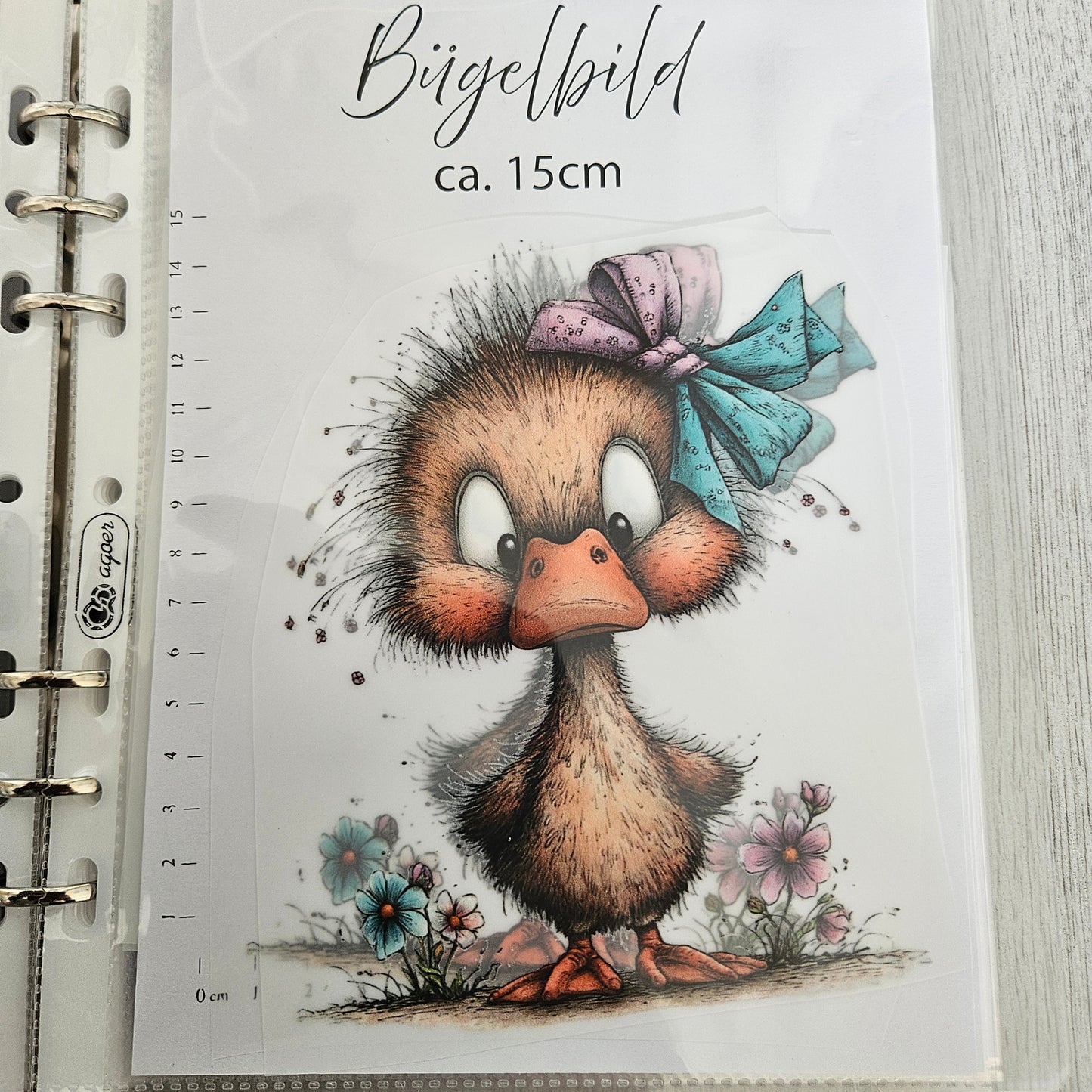 Bügelbild - Ente mit Schleife ca. 15cm