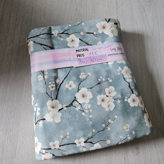 Sommersweat - Blumen Blau 1m