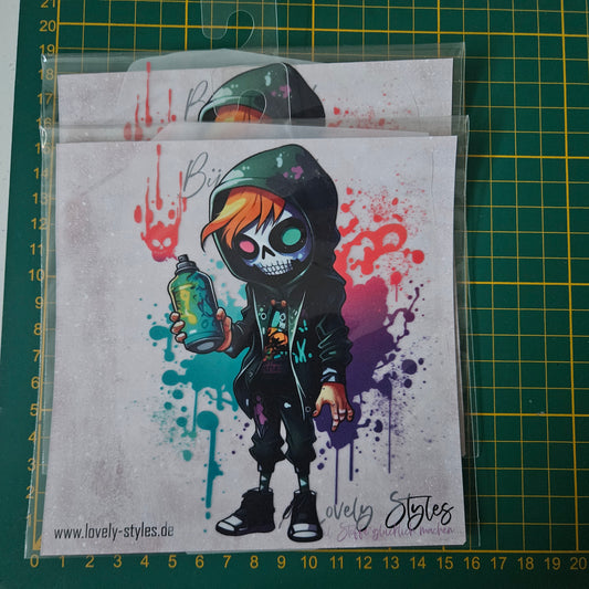 Bügelbild - Graffiti Skull ca. 15cm