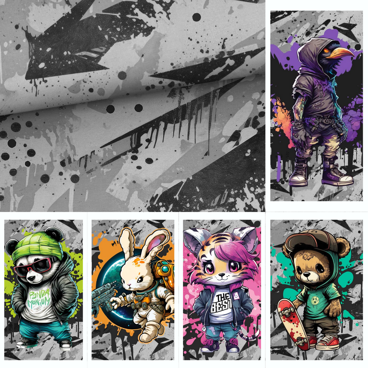 Sommersweat - Graffiti Grunge Grau