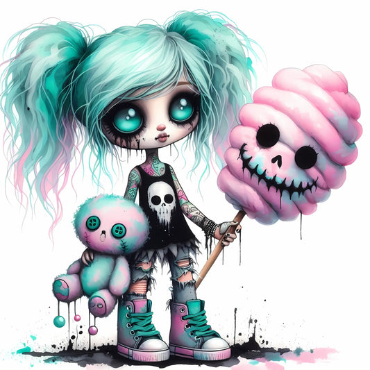 Auktion - Bügelbild - Zombie Mädchen Mint 18 - 20cm