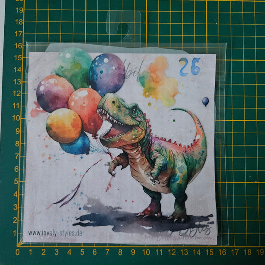 Bügelbild - Dino Geburtstag ca. 15cm