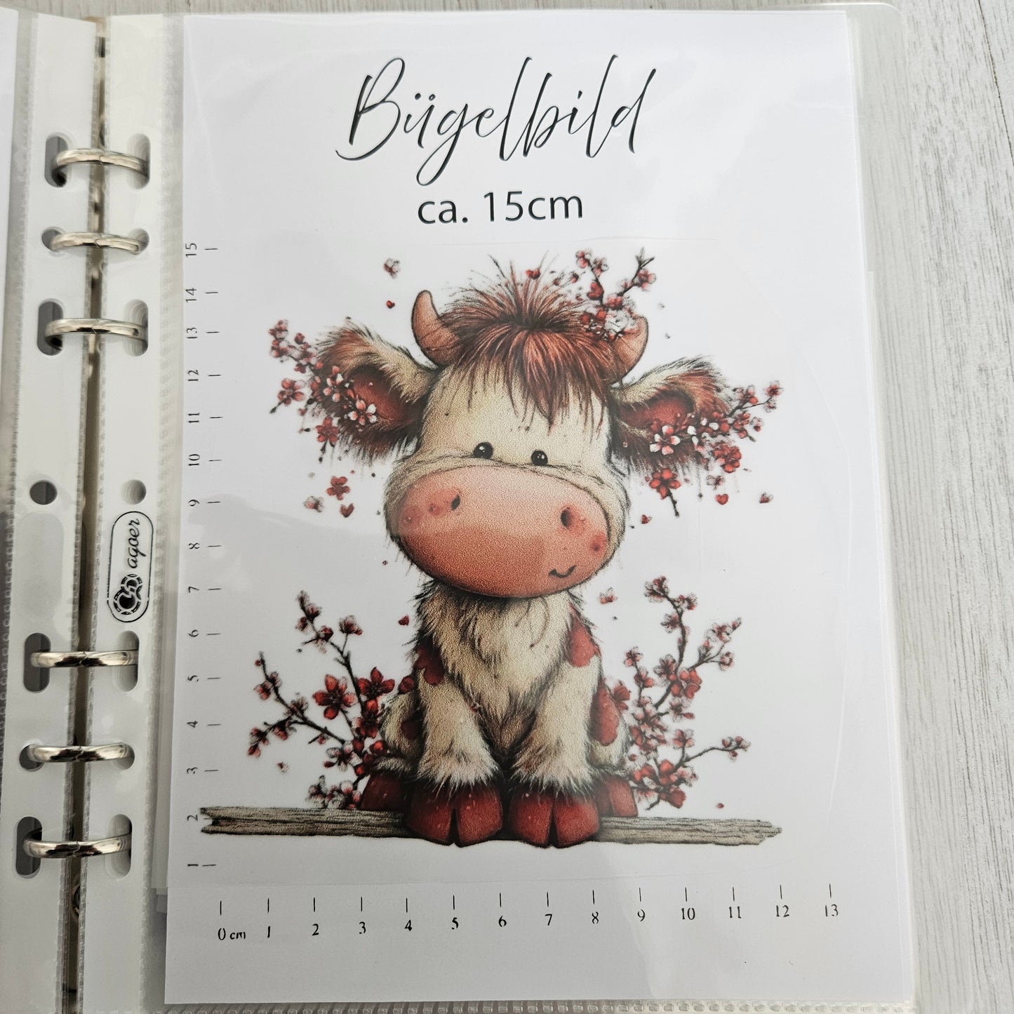 Bügelbild - Kuh mit Blumen ca. 15cm