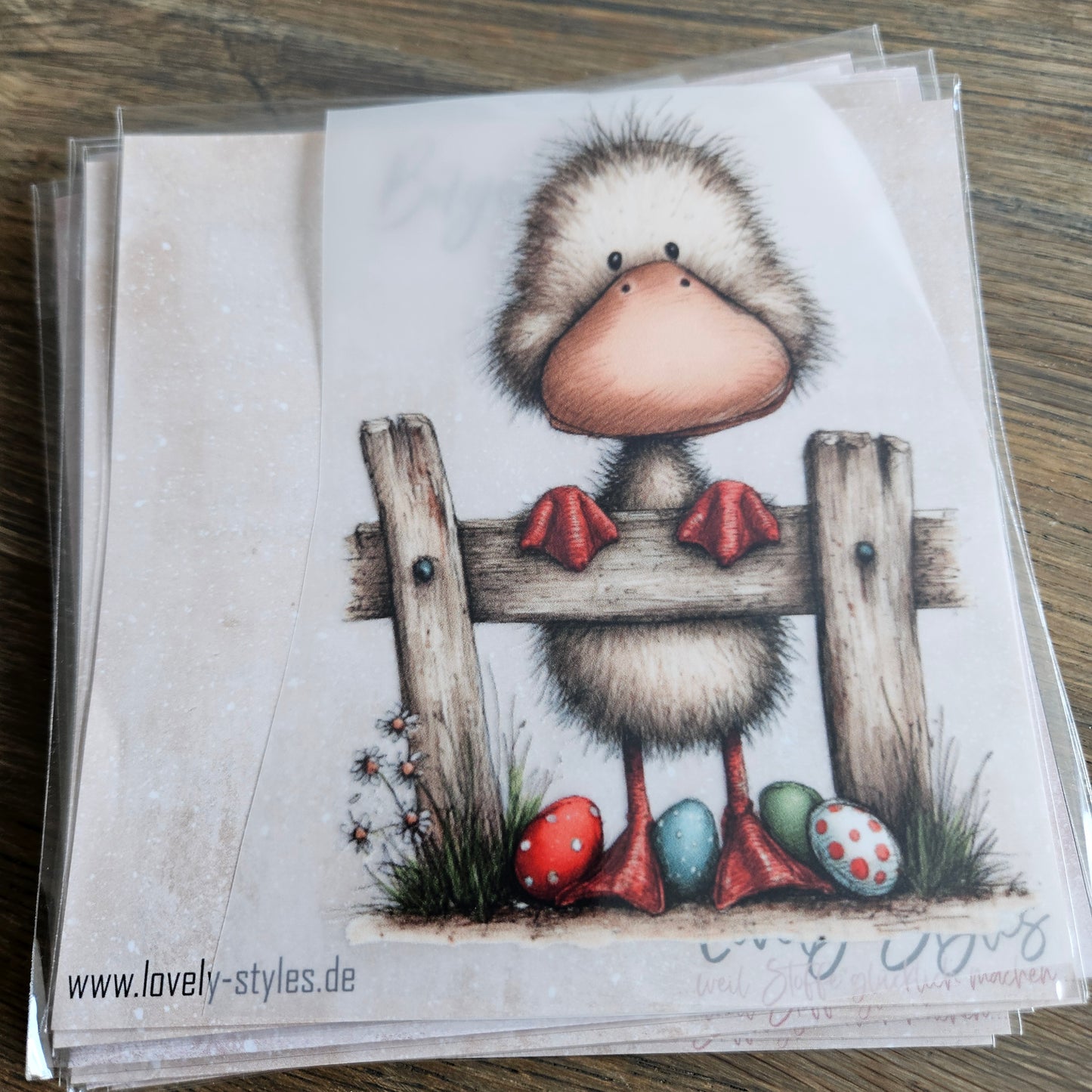 Bügelbild - Ente am Zaun ca. 15cm