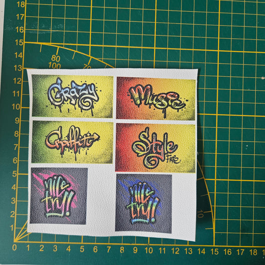 Kunstlederlabel Set - Graffiti
