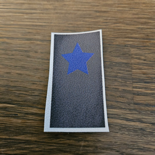 Kunstlederlabel - Klapplabel Stern Blau