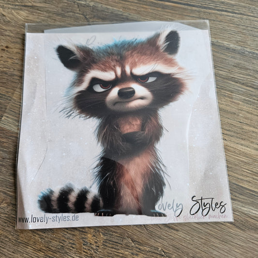 Bügelbild - Grummeliger Waschbär ca. 15cm