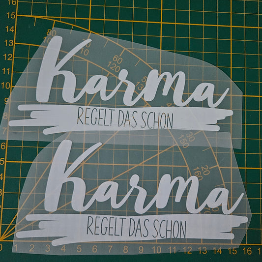 Bügelbild - Karma ca. 15cm Weiß