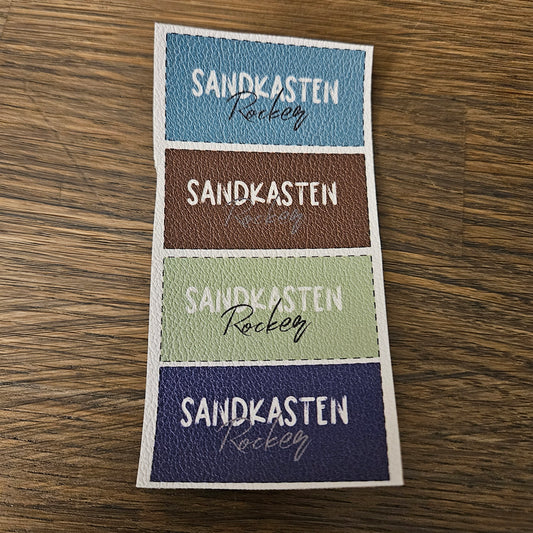 Kunstlederlabel Set - Sandkasten Rocker Blau