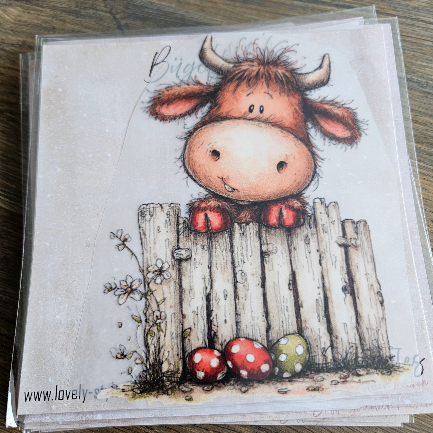 Bügelbild - Stier am Zaun ca. 15cm