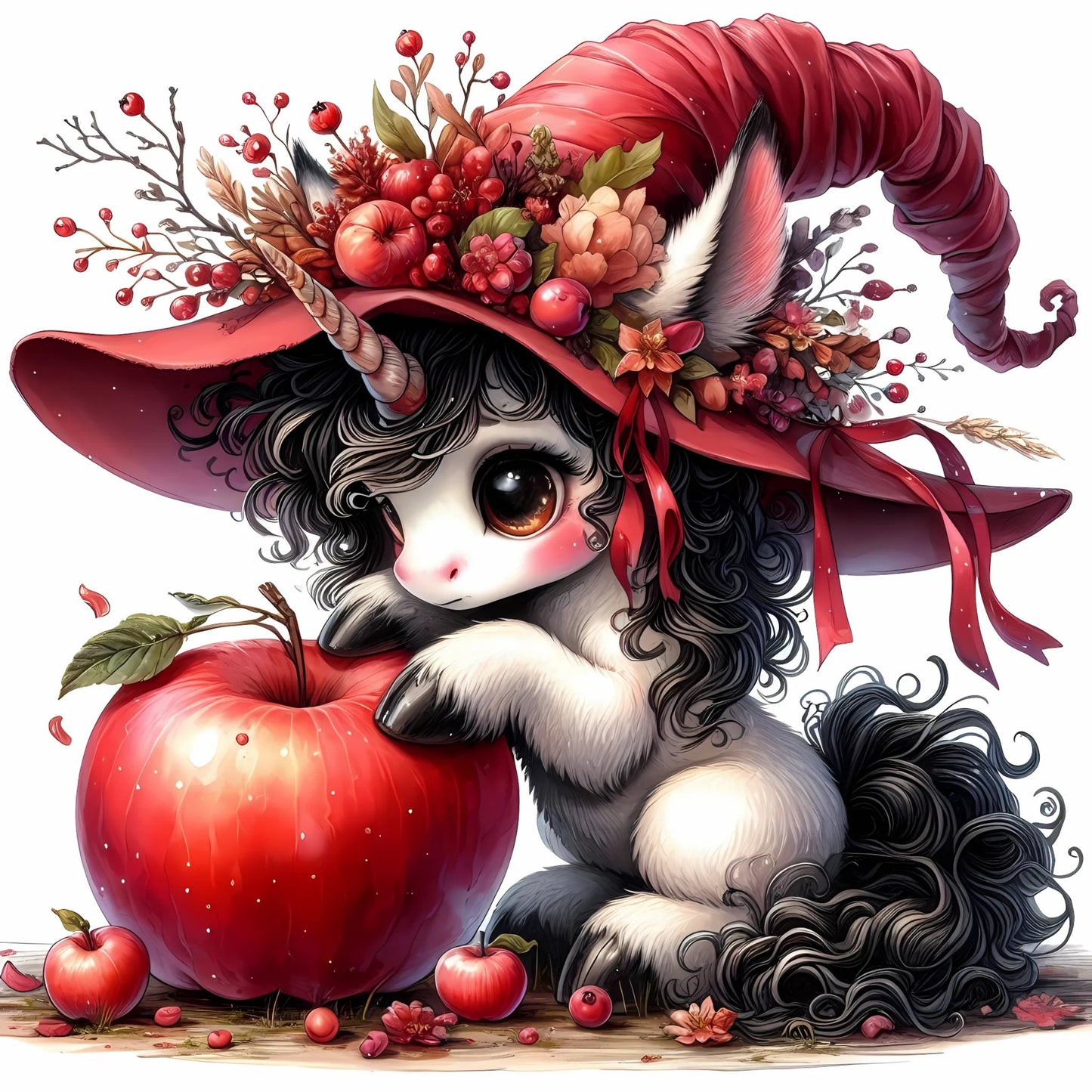 Auktion - Bügelbild - Halloween Einhorn Rot 3 - 15cm