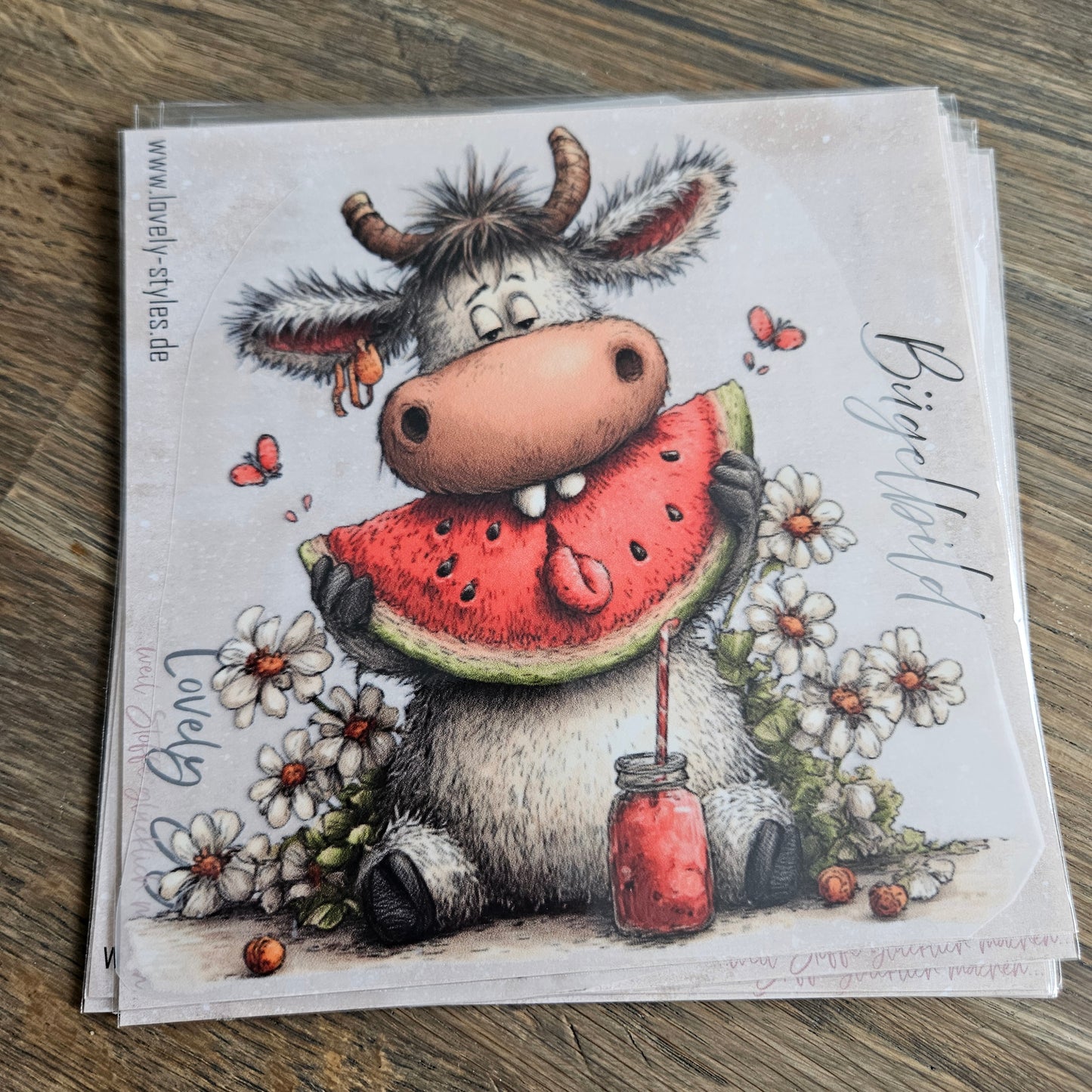Bügelbild - Kuh mit Melone ca. 15cm