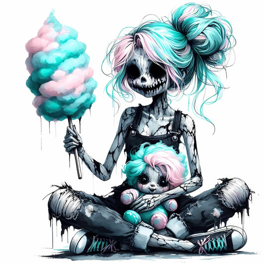 Auktion - Bügelbild - Zombie Mädchen Mint 12 - 20cm