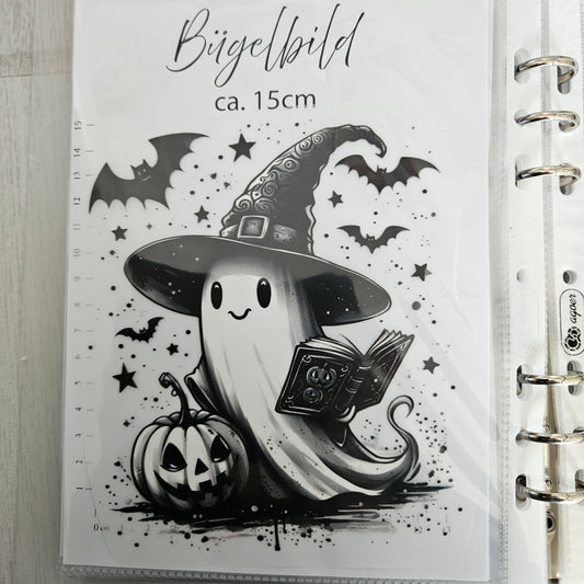 Bügelbild - Geist schwarz/weiß  ca. 15cm