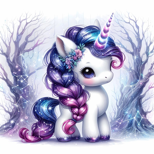 Auktion - Bügelbild - Sparkle Einhorn Lila 8 - 15cm