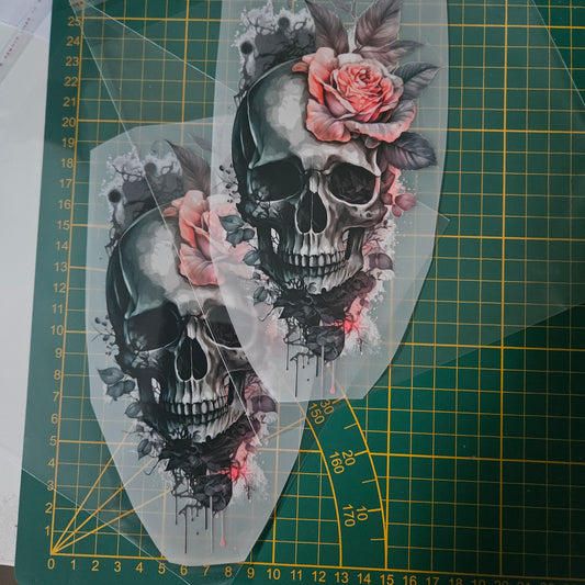 Bügelbild - Skull Flowers Pink ca. 20cm