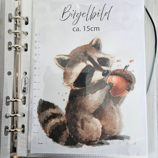 Bügelbild - Herbstwaschbär ca. 15cm