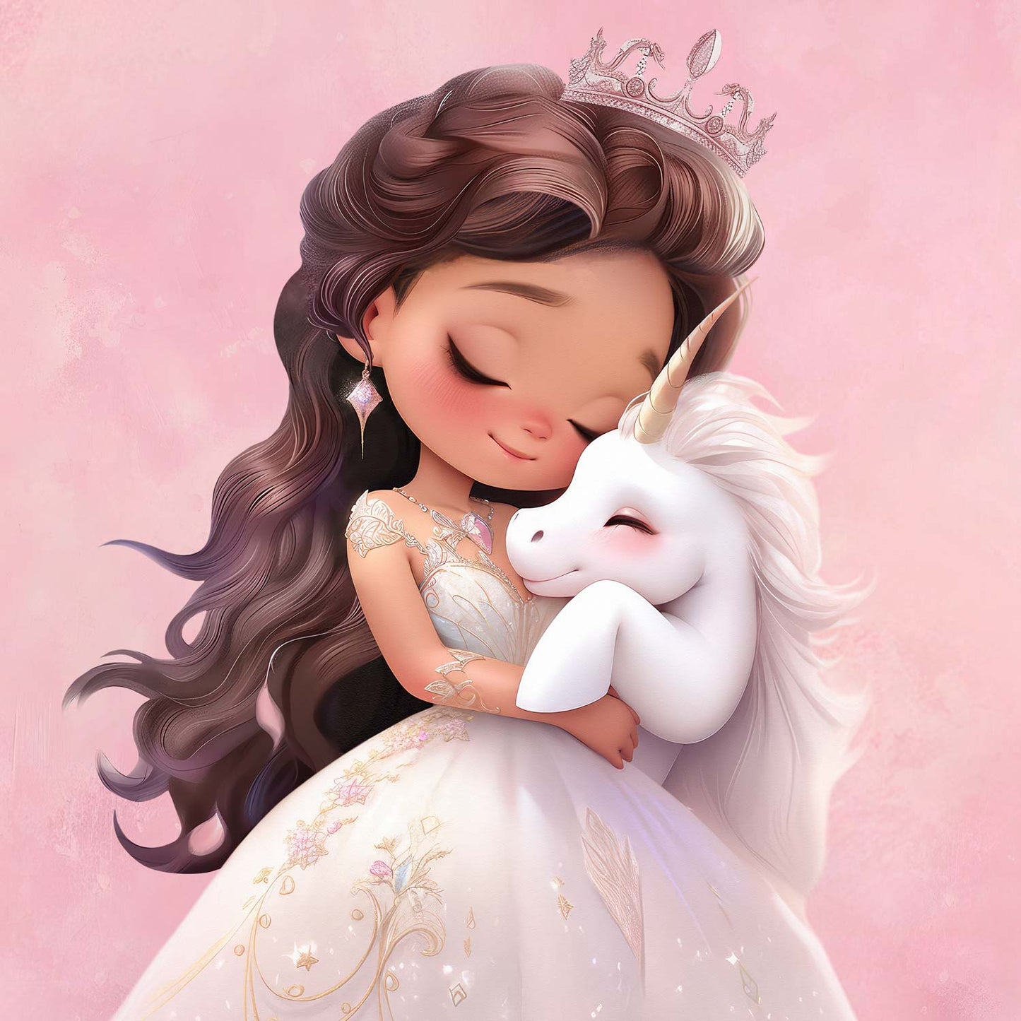 Sommersweat - Panel - Watercolour Rosa Prinzessin/Einhorn