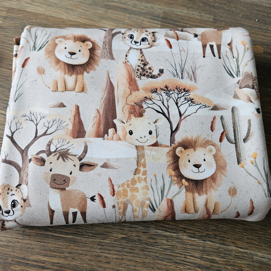 Sommersweat - Savannen Tiere Beige  - 1m