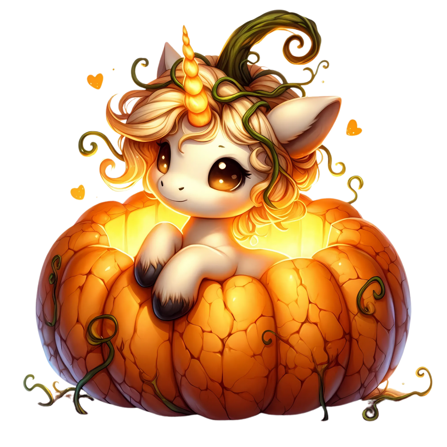 Auktion - Bügelbild - Einhorn Kürbis 7 - 15cm