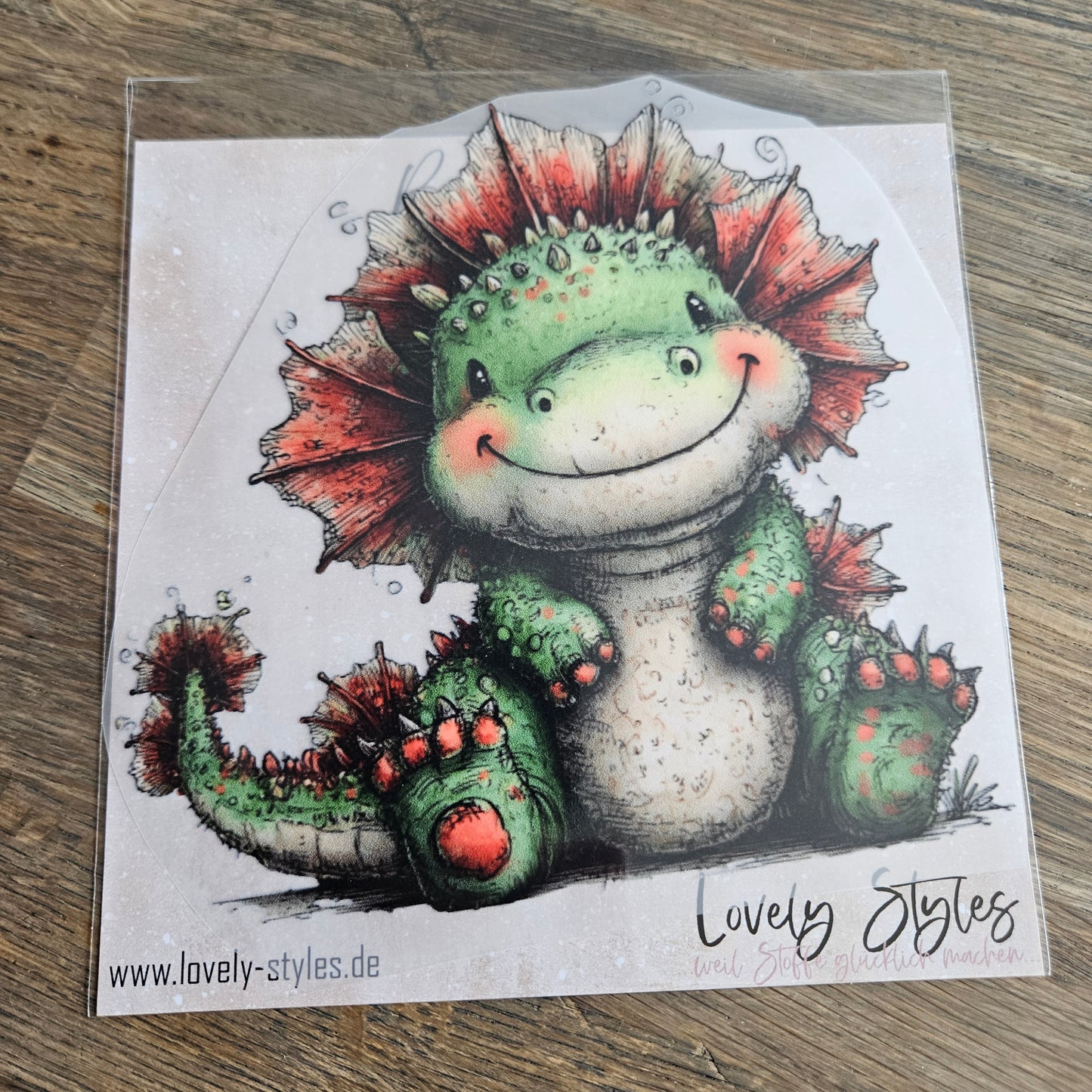 Bügelbild - Dino Grün ca. 15cm