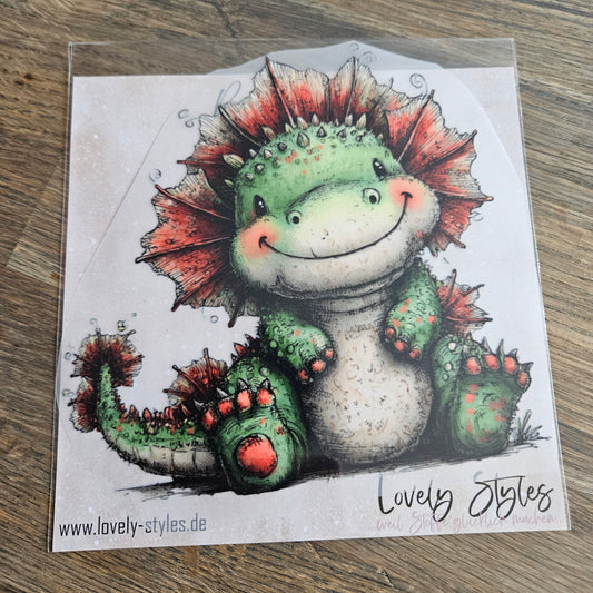 Bügelbild - Dino Grün ca. 15cm