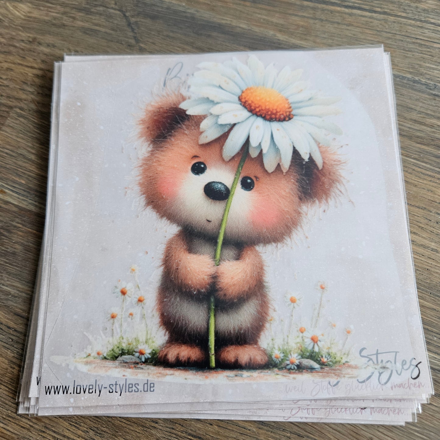 Bügelbild - Bär mit Blume ca. 15cm