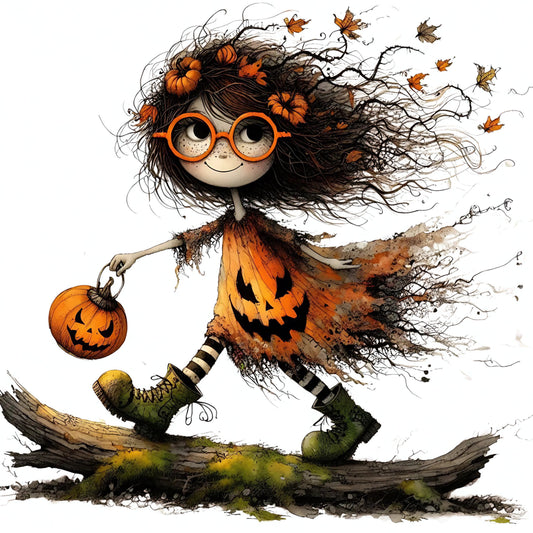 Auktion - Bügelbild - Halloweenmädchen 1 - 20cm