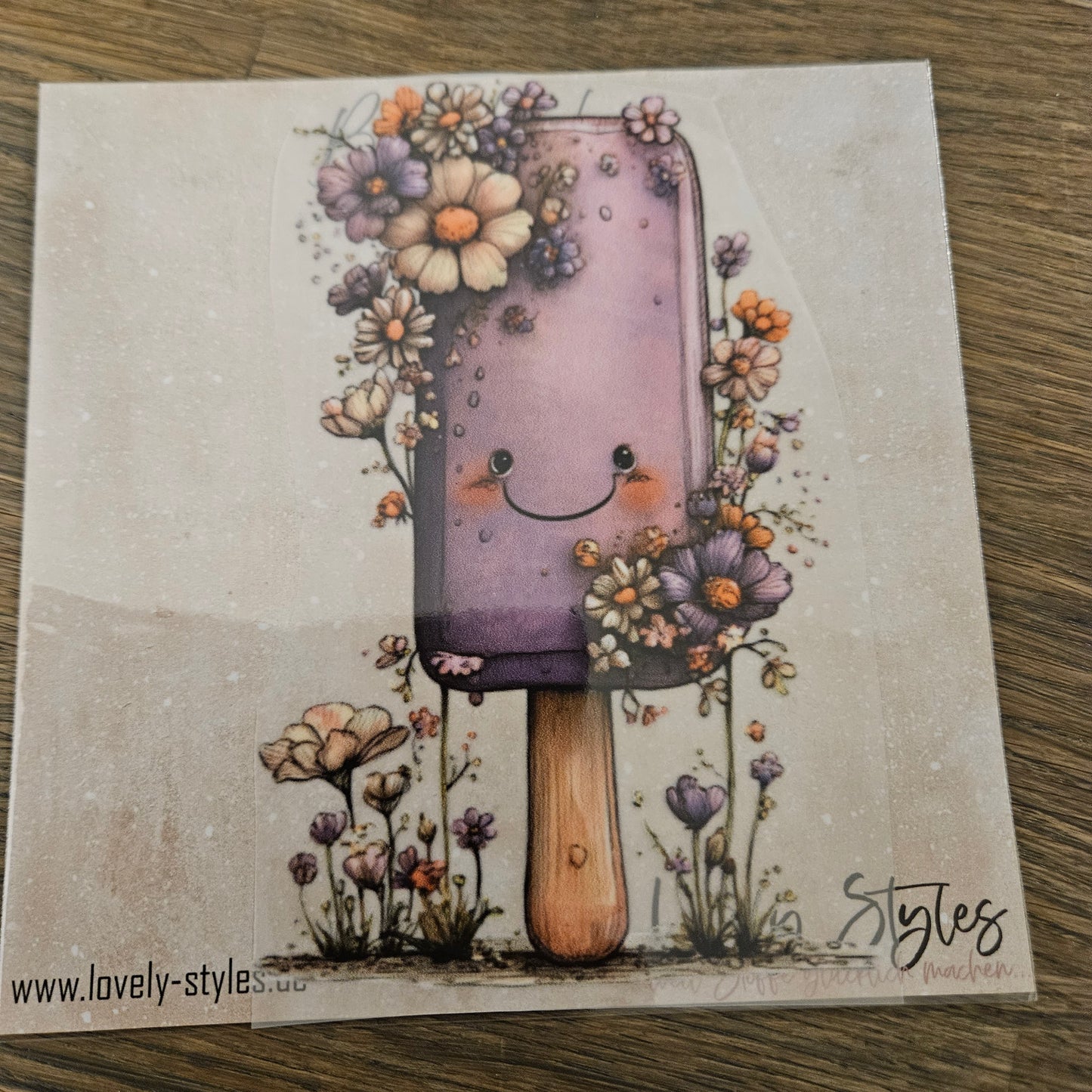 Bügelbild - Lila Eis am Stiel ca. 15cm