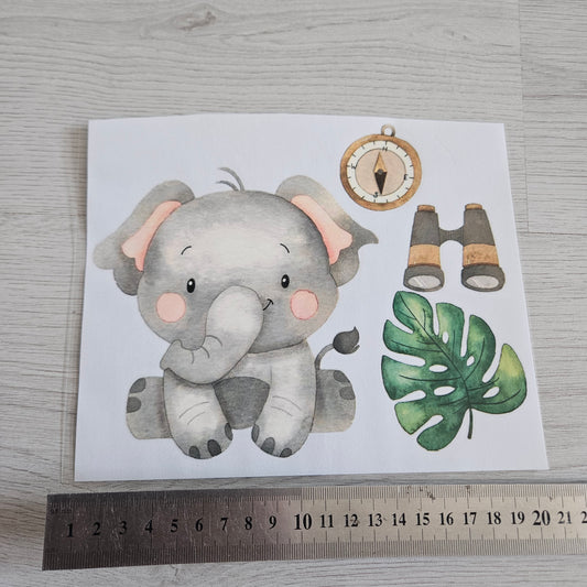 Bügelbild - Set Safari Elefant