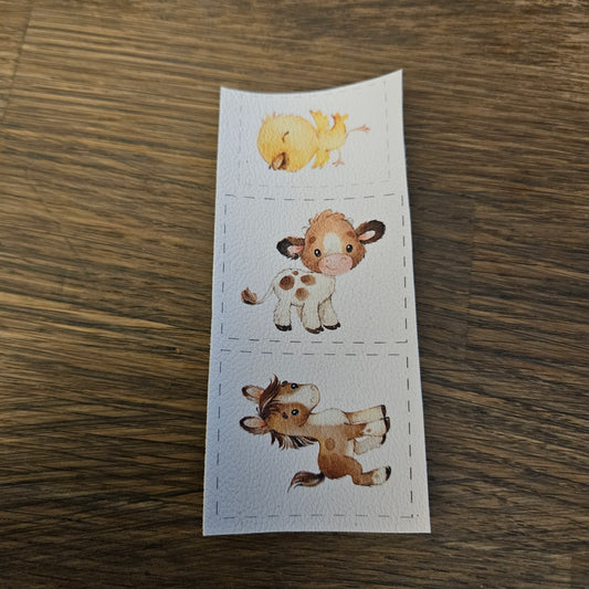 Kunstlederlabel Set - Bauernhof Tiere