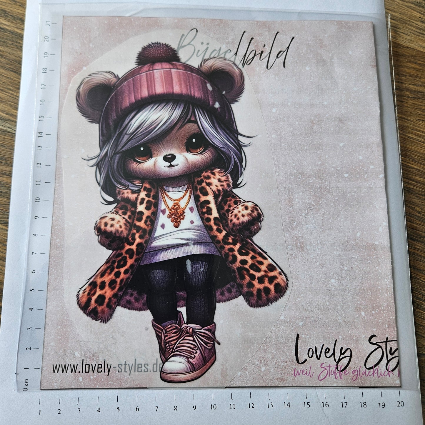 Bügelbild - Teddy Mädchen ca. 20cm